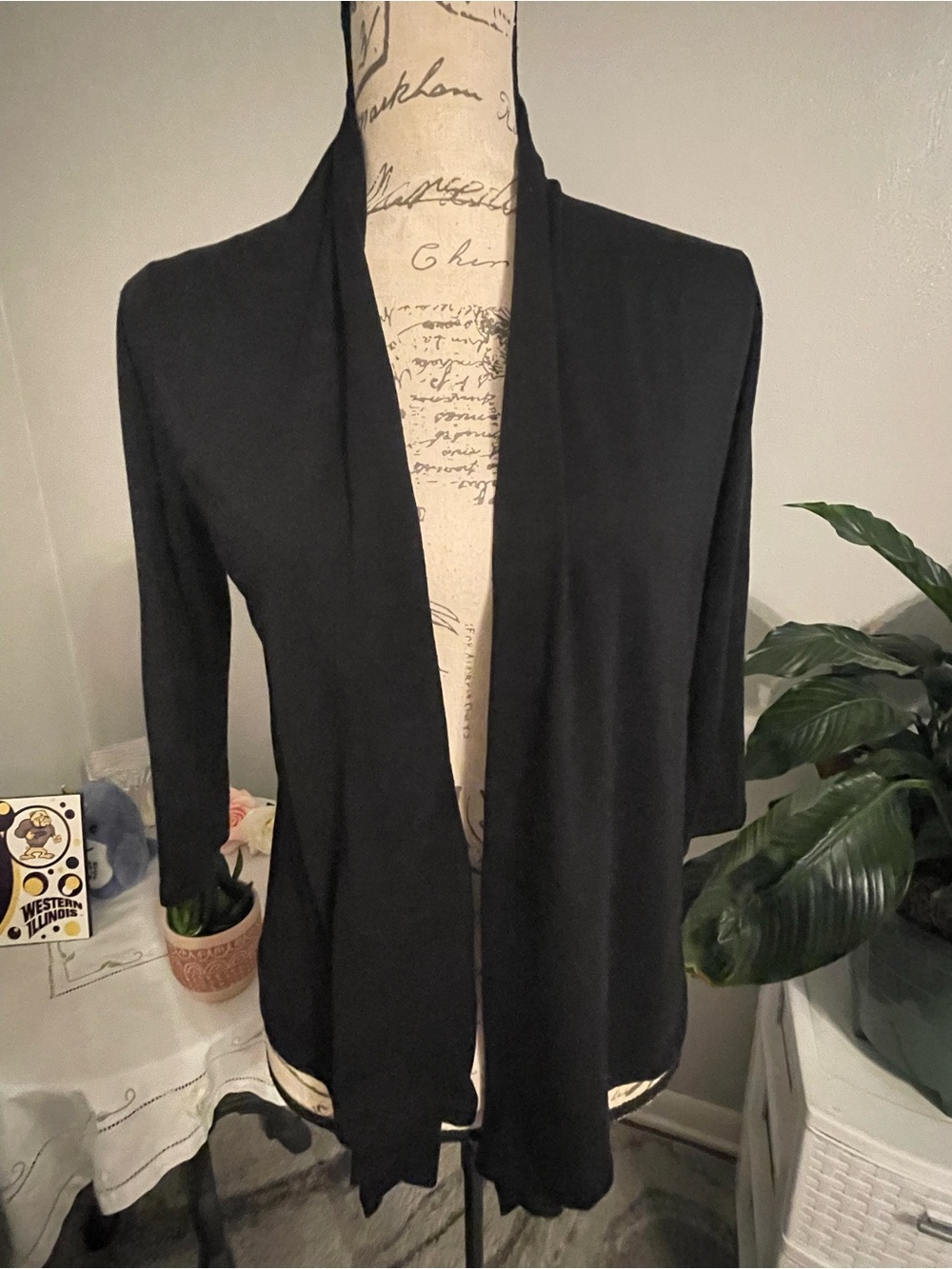 Popular Basics Black Open Drape Front Cardigan Size M
